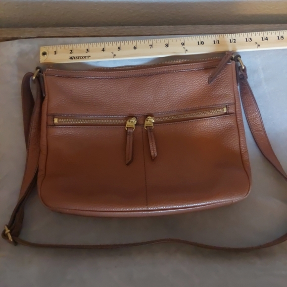 Fossil Elise Brown Pebbeled Leather Crossbody Bag Purse Clean! - Picture 5 of 7